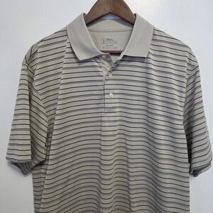 PGA Tour Men's Golf Polo Shirt XL Tan Black Stripe Pullover Polo